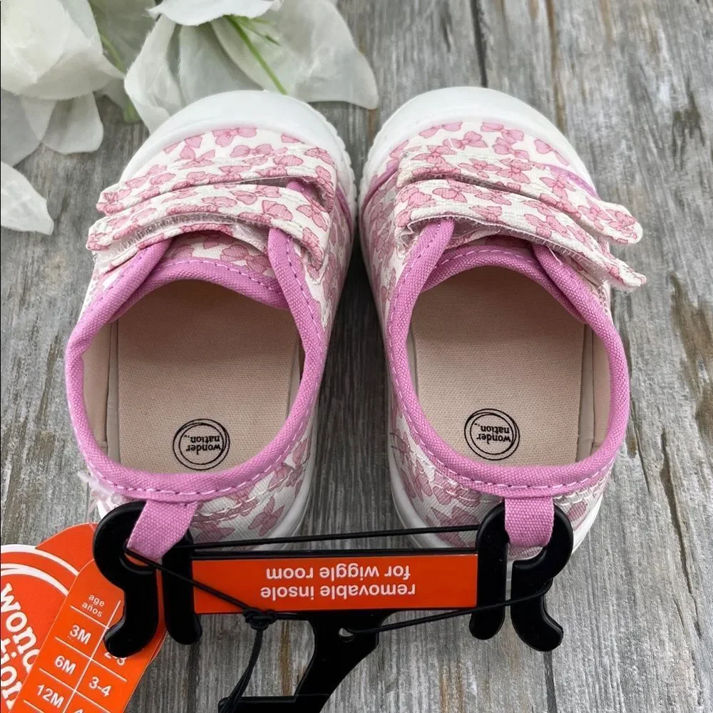 Baby Girls Two Strap Bump Toe Sneakers Shoes Size 5